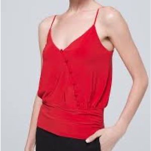 White House Black Market MJ Button Surplice Cami Top Red sz XS NWT
